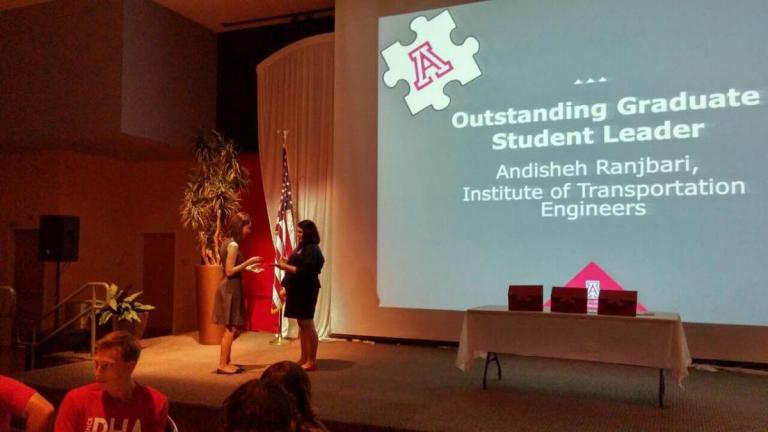 Andisheh Ranjbari receiving the "Outstanding Student Leader Award."