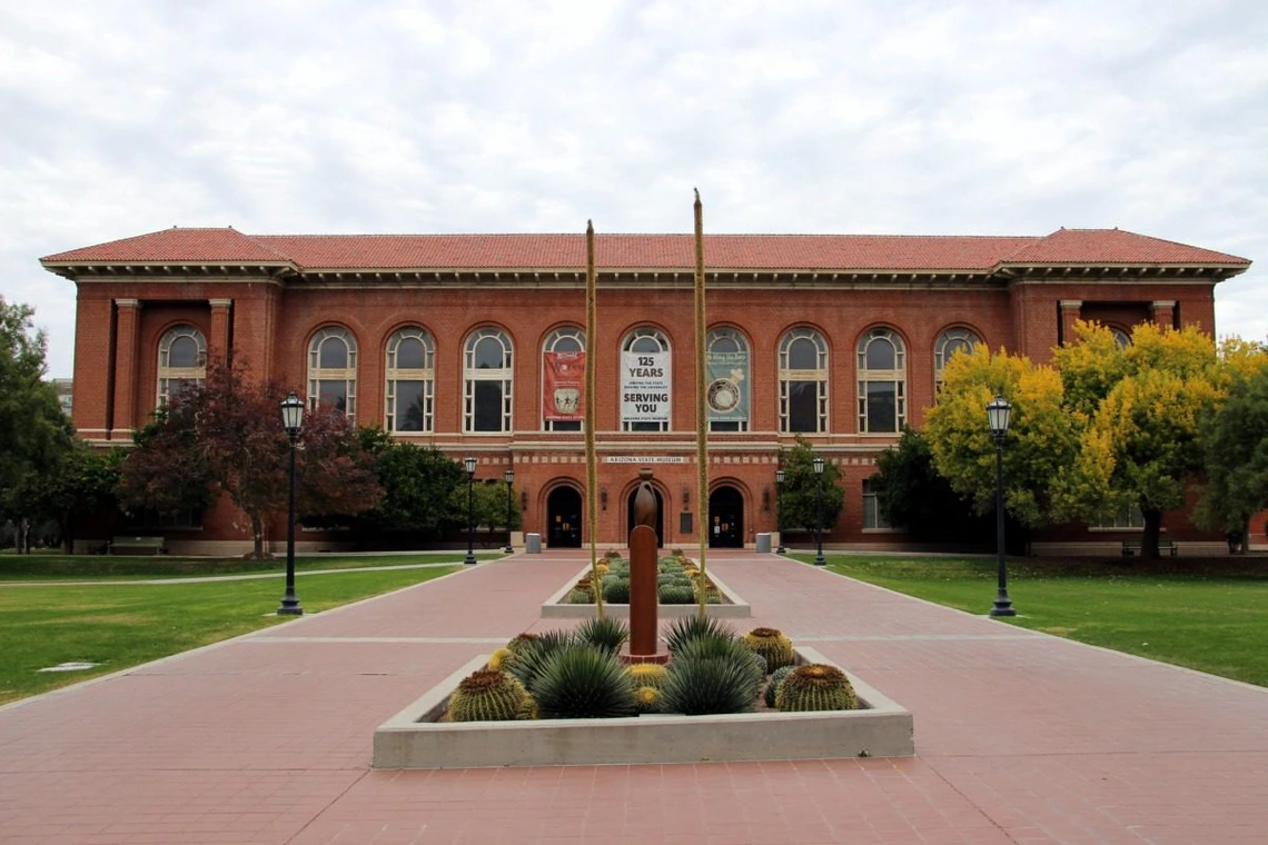A red brick building.